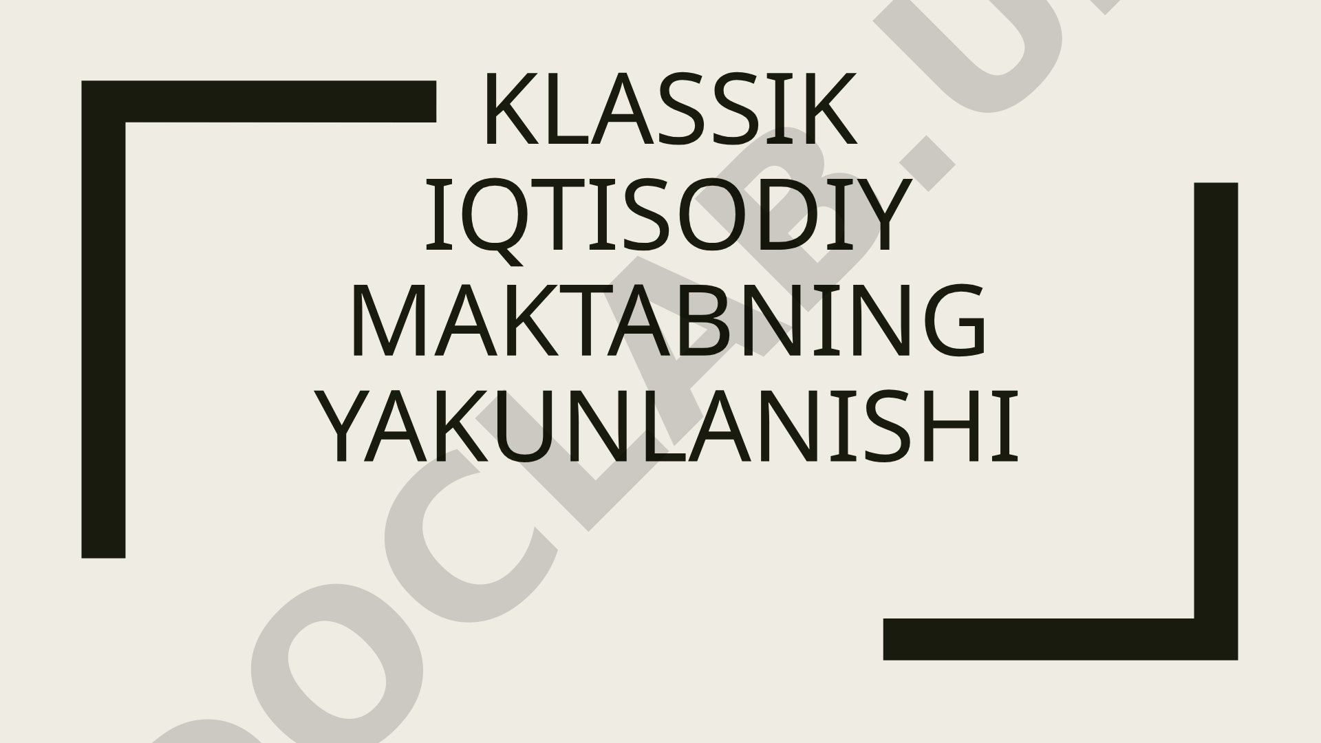 Klassik iqtisodiy maktabning yakunlanishi