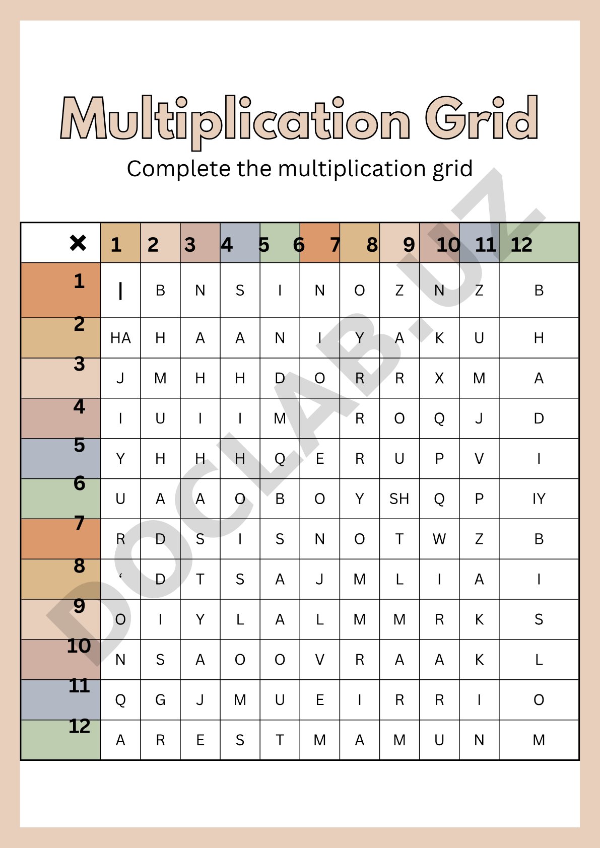 Multiplication Grid
