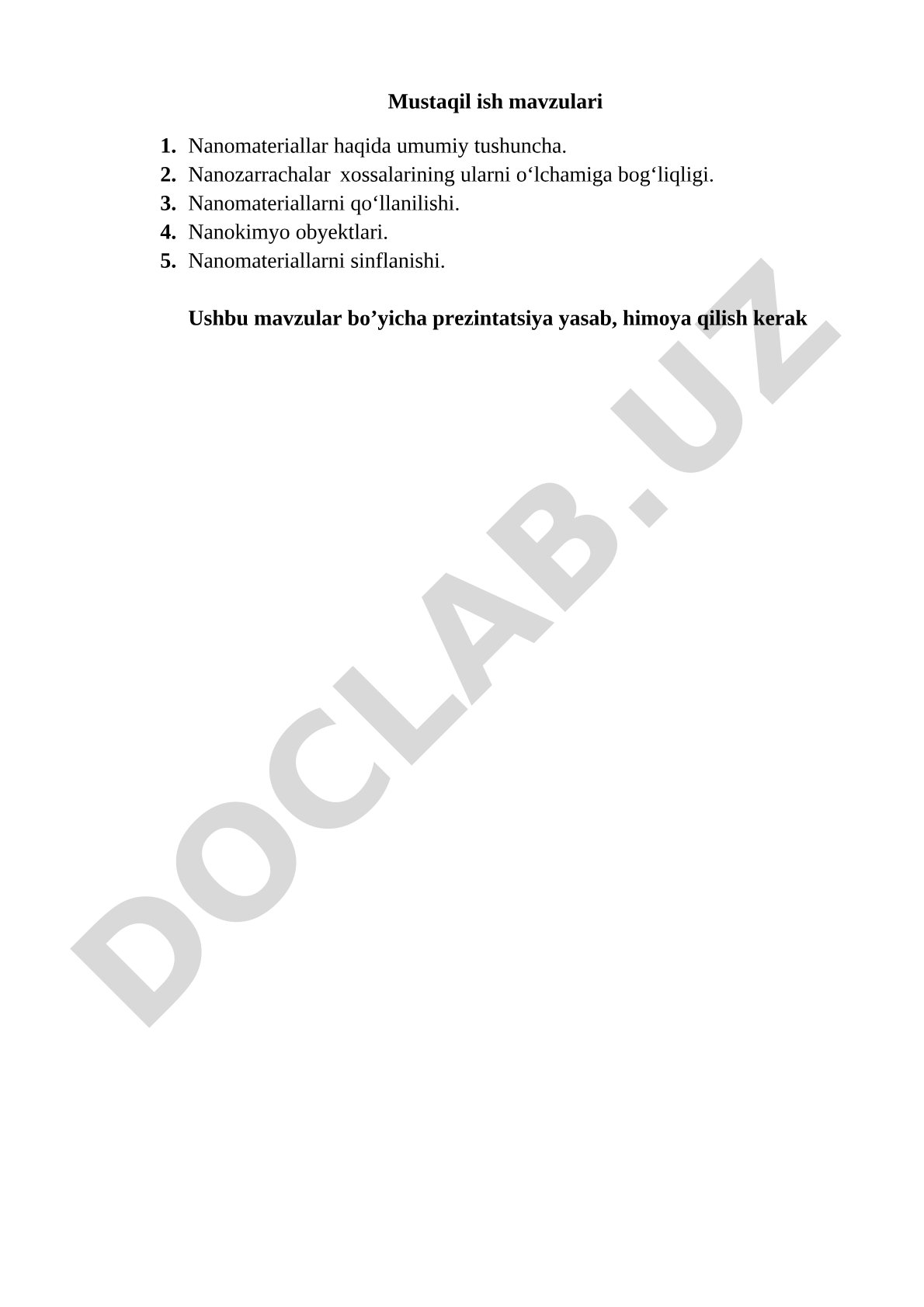 Nanomateriallarning xossalari va qo'llanilishi