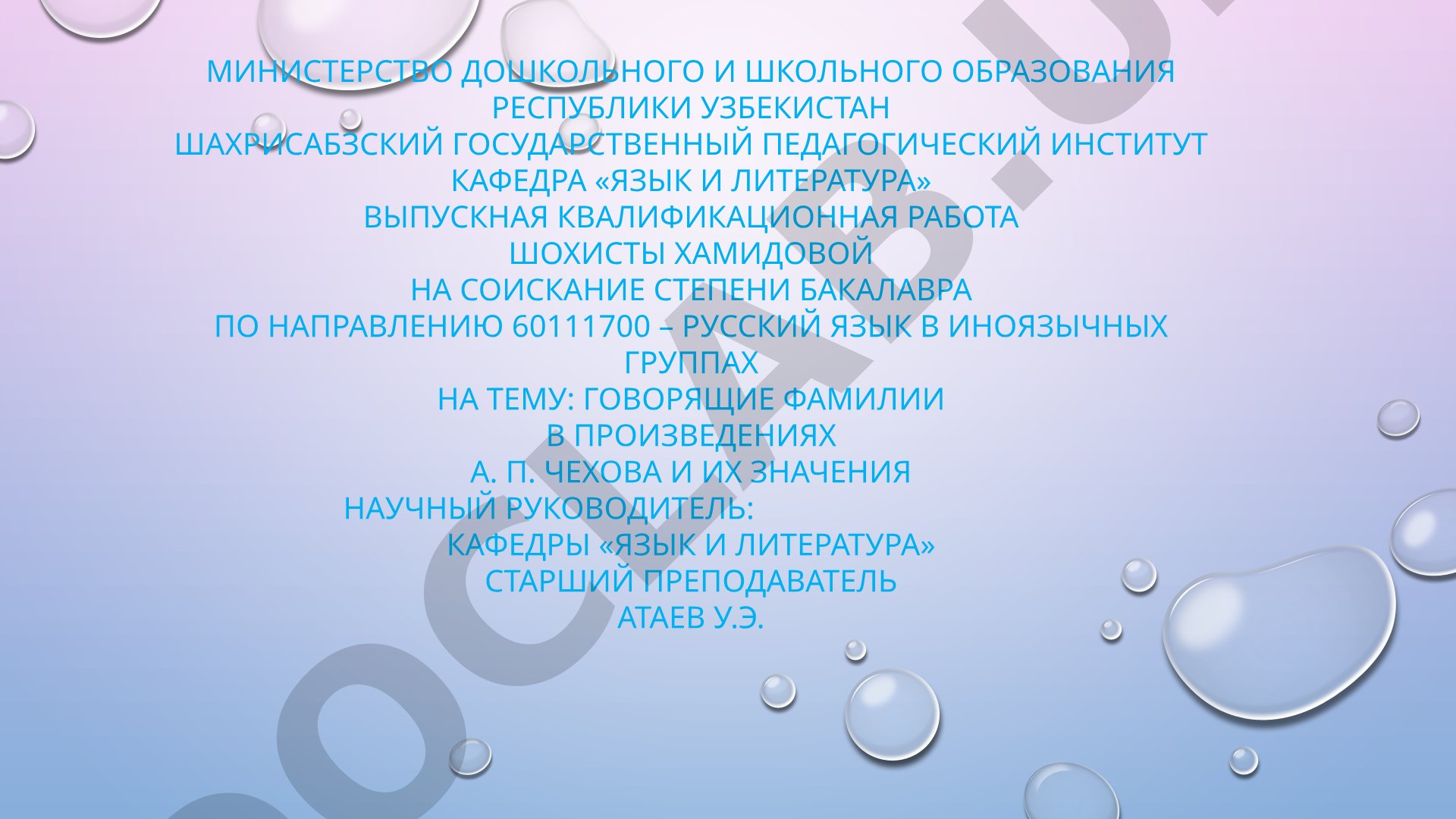 Говорящие фамилии в произведениях А. П. Чехова и их значения