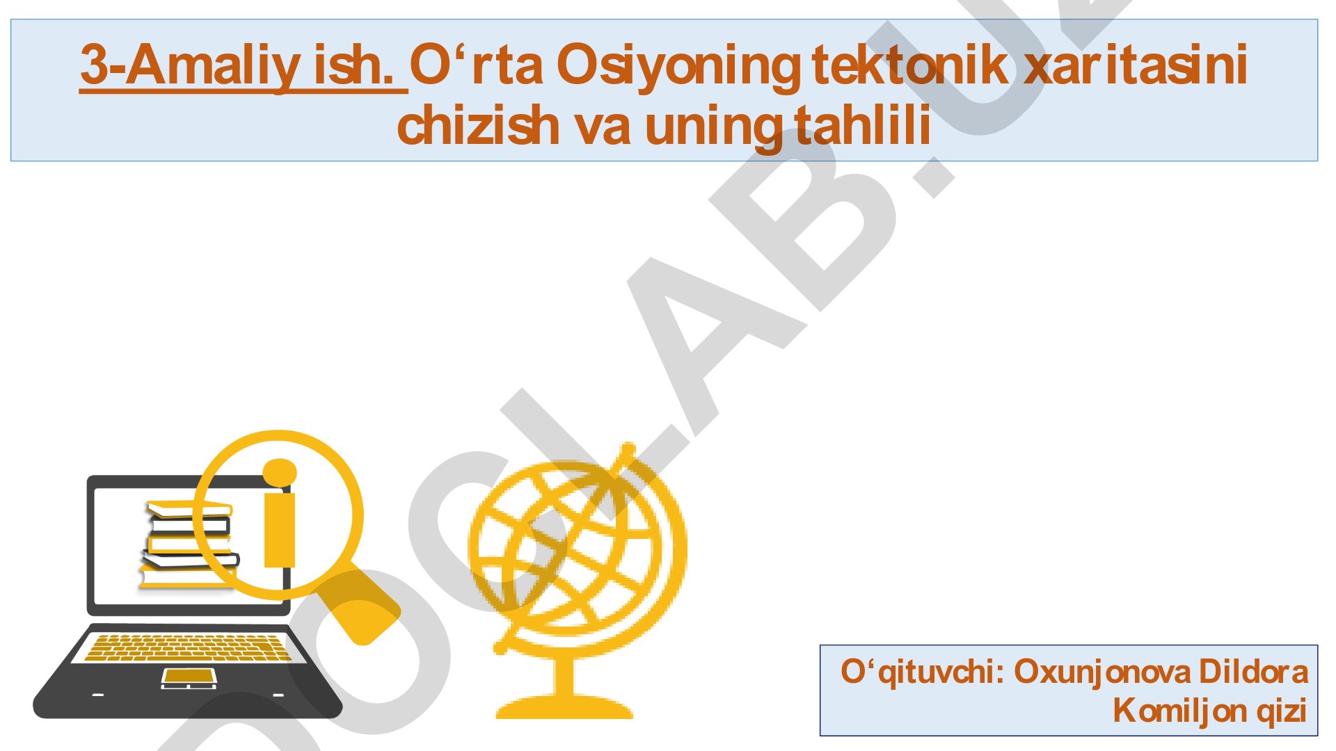 O‘rta Osiyoning tektonik xaritasini chizish va uning tahlili