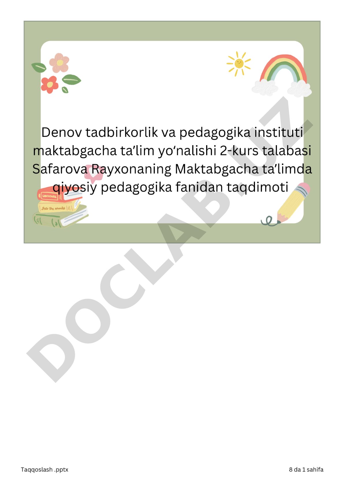 O'zbekiston, Rossiya, Qozog'iston va Qirg'izistonda maktabgacha ta'limni taqqoslash