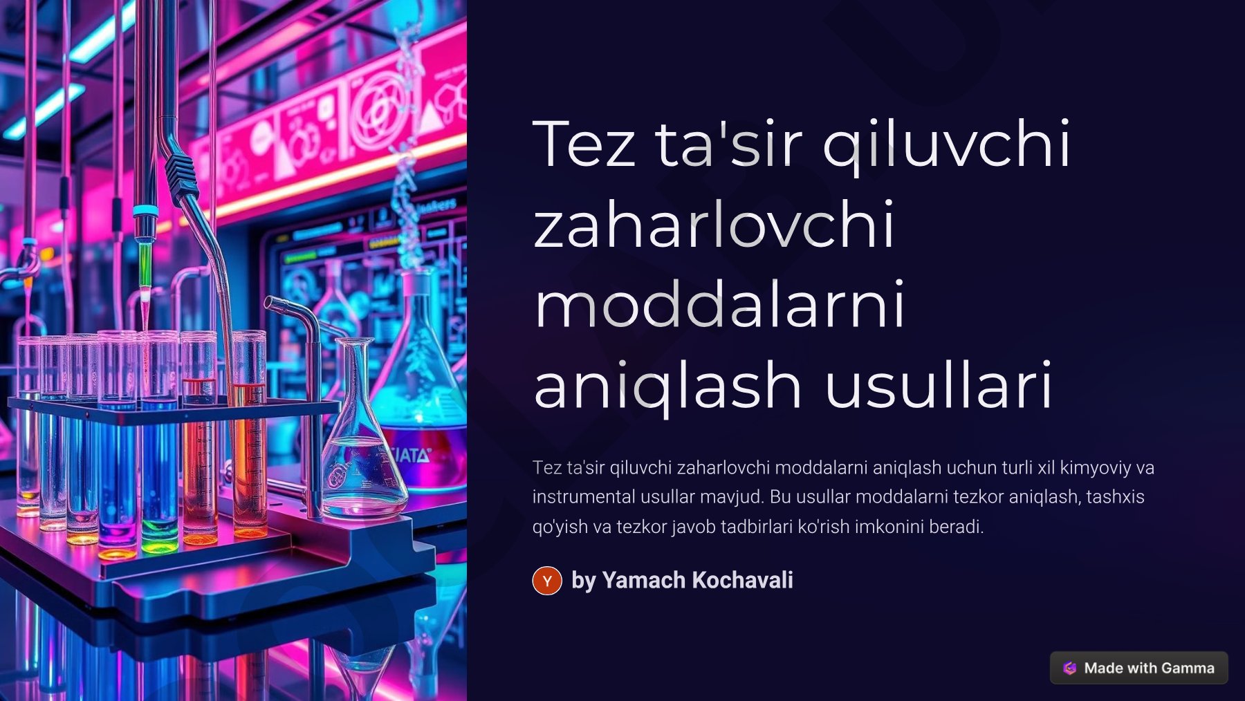 Tez ta'sir qiluvchi zaharlovchi moddalarni aniqlash usullari