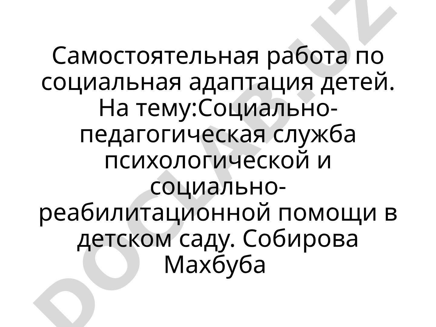 Социально-педагогическая служба психологической и социально-реабилитационной помощи в детском саду