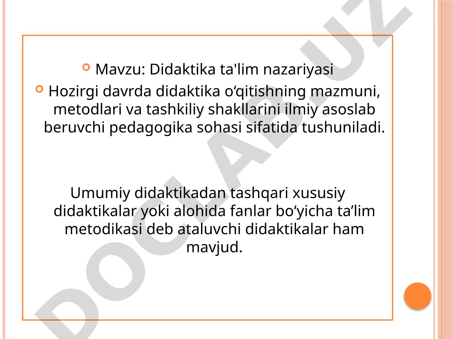 Didaktika ta'lim nazariyasi