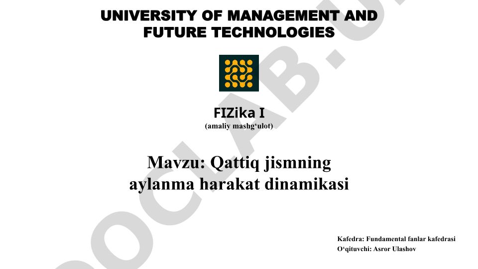 Qattiq jismning aylanma harakat dinamikasi