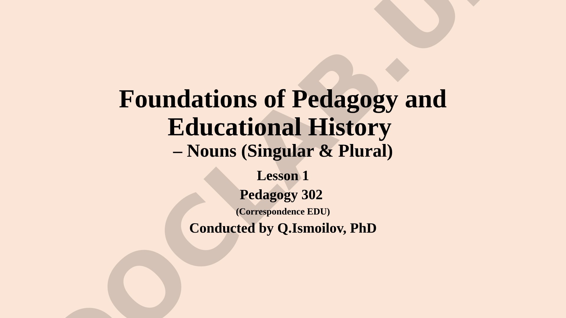Foundations of Pedagogy and Educational History