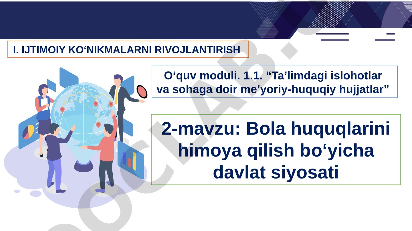 Bola huquqlarini himoya qilish bo‘yicha davlat siyosati