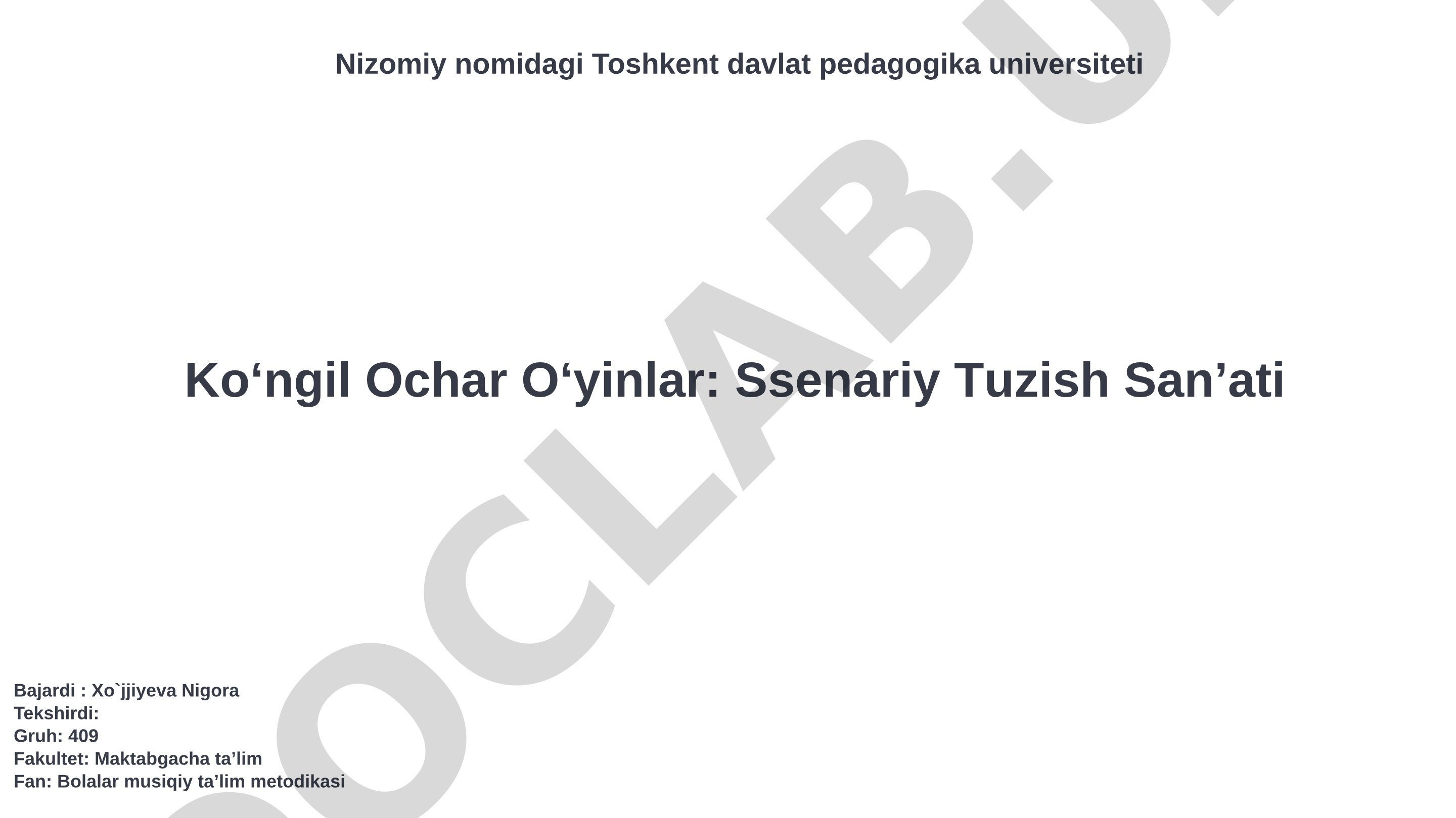 Ko‘ngil ochar o‘yinlar: Ssenariy tuzish san’ati