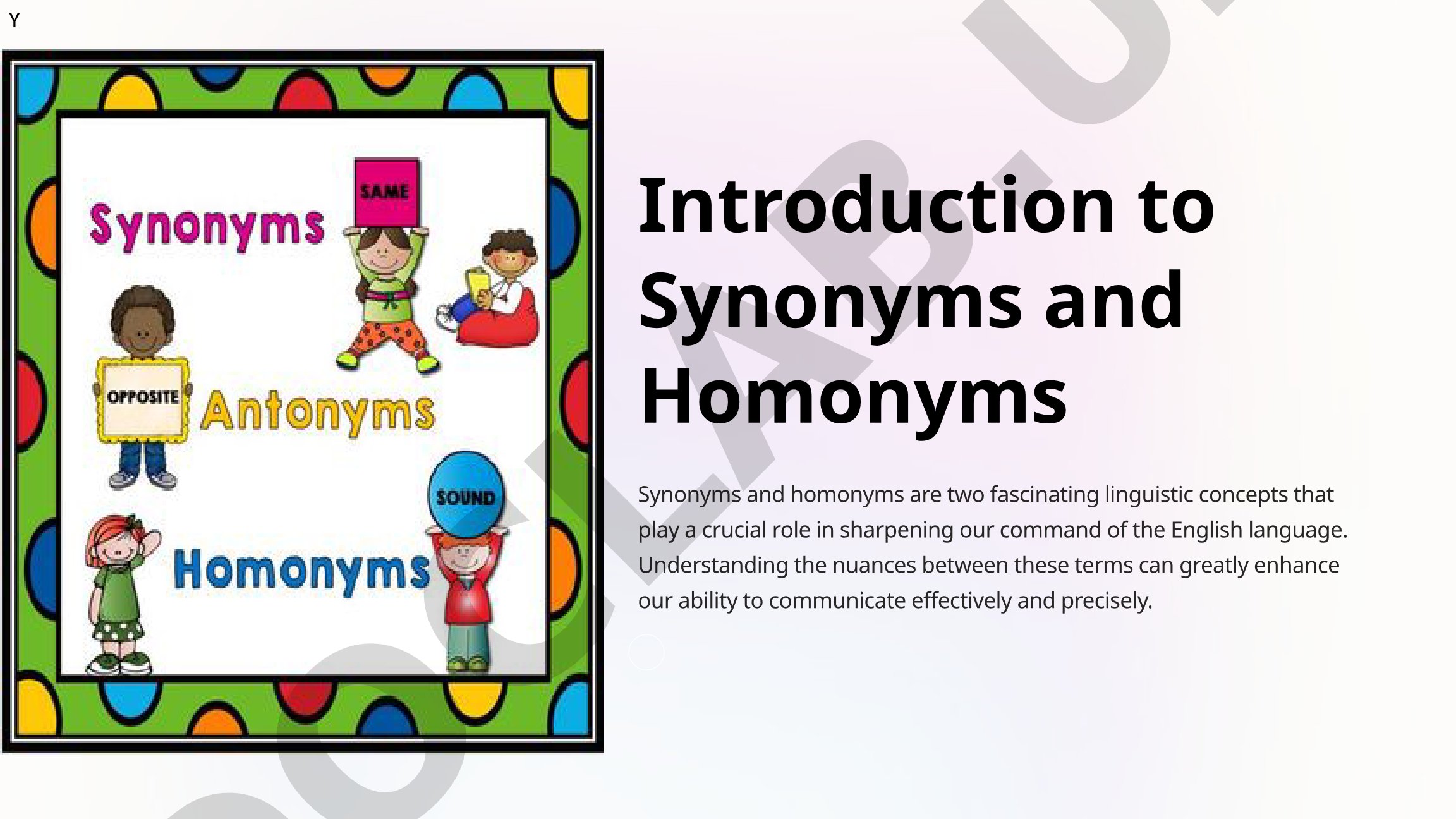 Introduction to Synonyms and Homonyms
