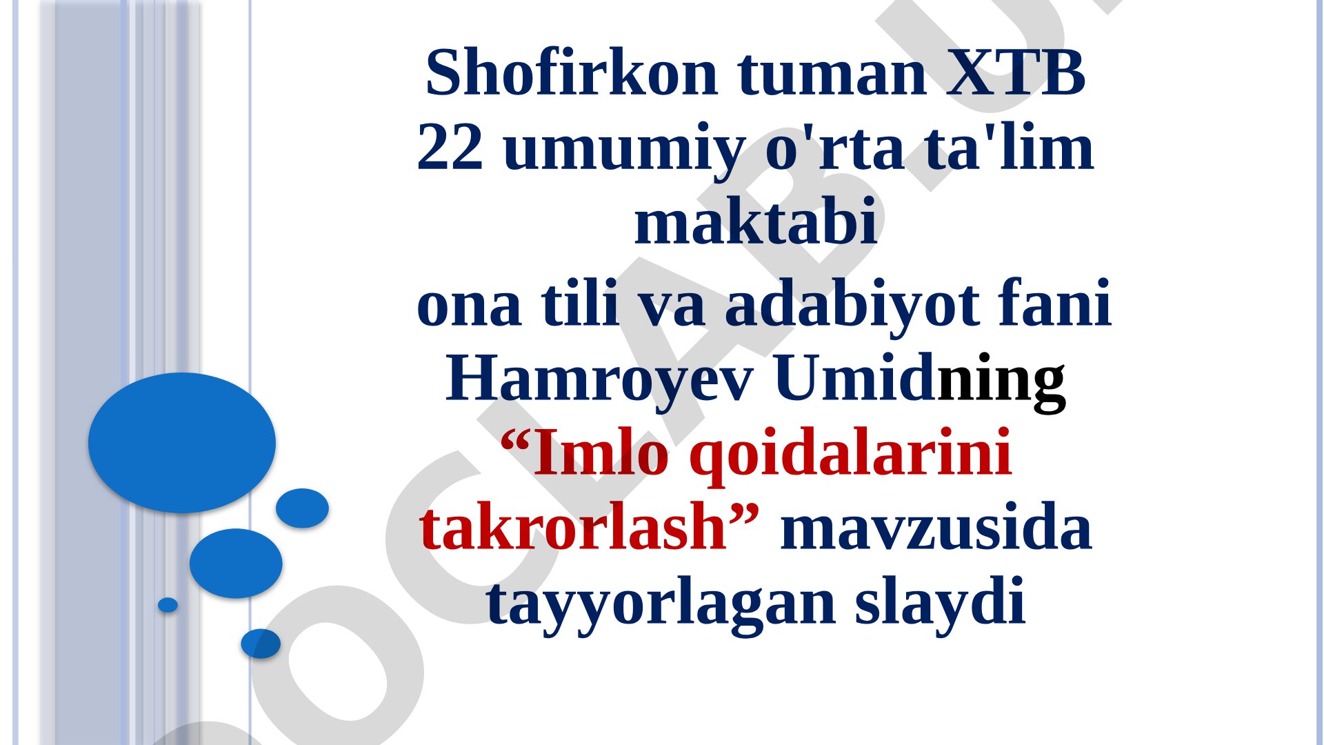 Imlo qoidalarini takrorlash