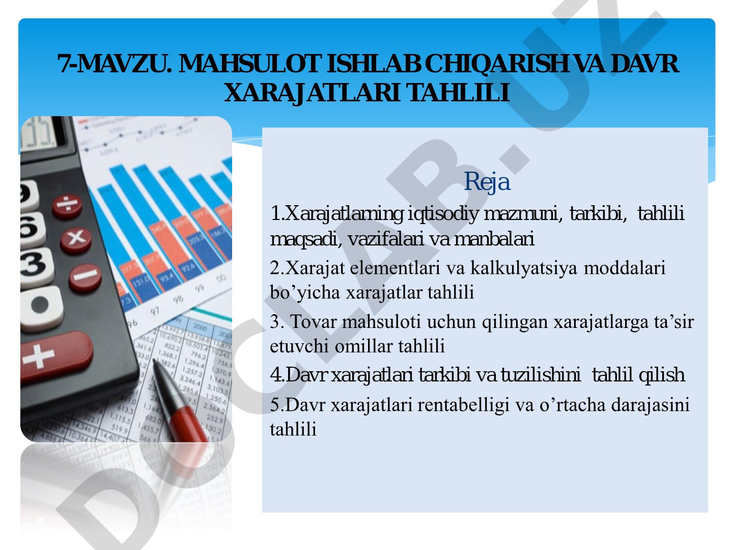 Mahsulot ishlab chiqarish va davr xarajatlari tahlili