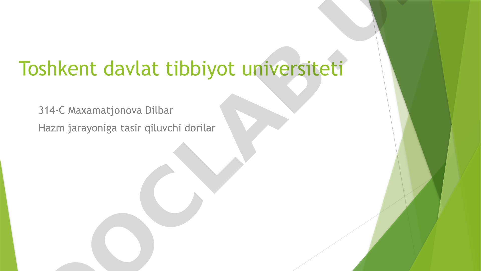 Hazm jarayoniga ta'sir qiluvchi dorilar tasnifi