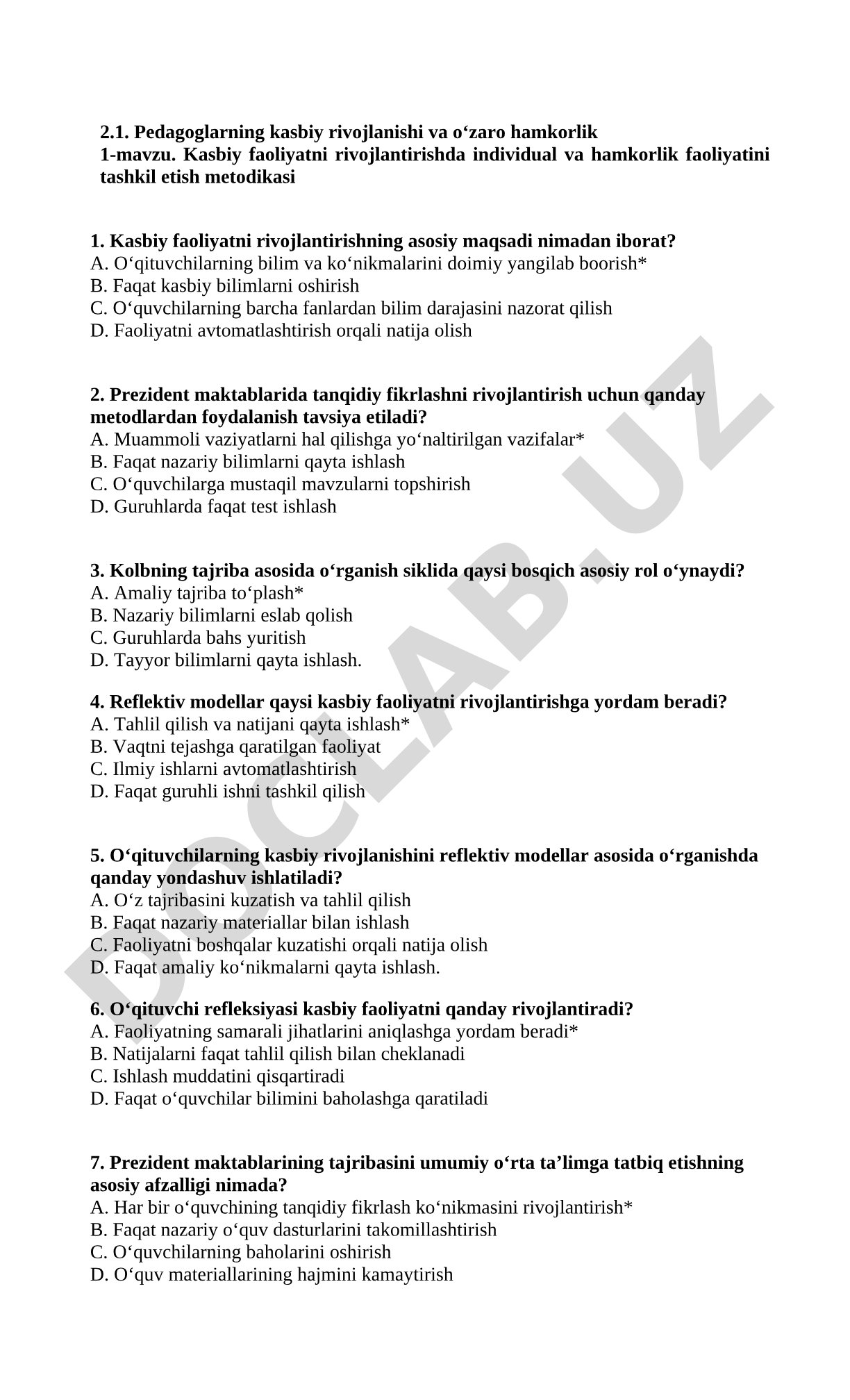Kasbiy faoliyatni rivojlantirishda individual va hamkorlik faoliyatini tashkil etish metodikasi