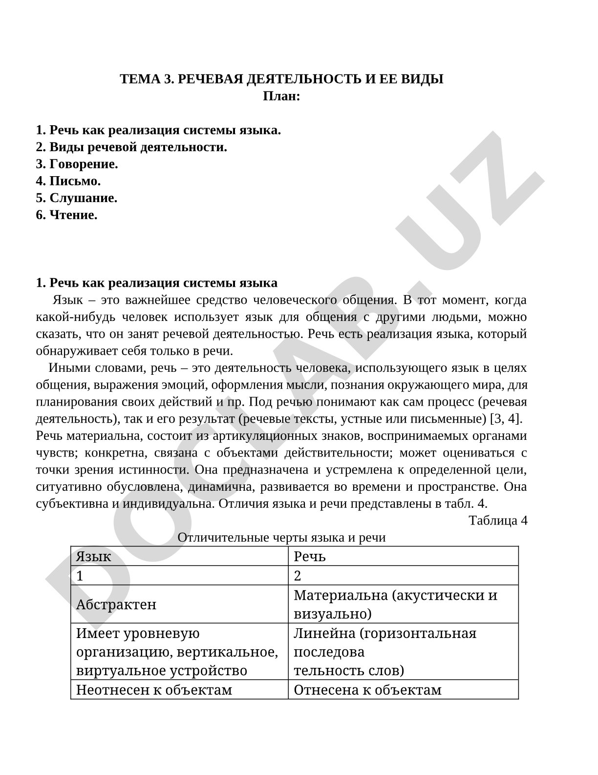 Речевая деятельность и ее виды