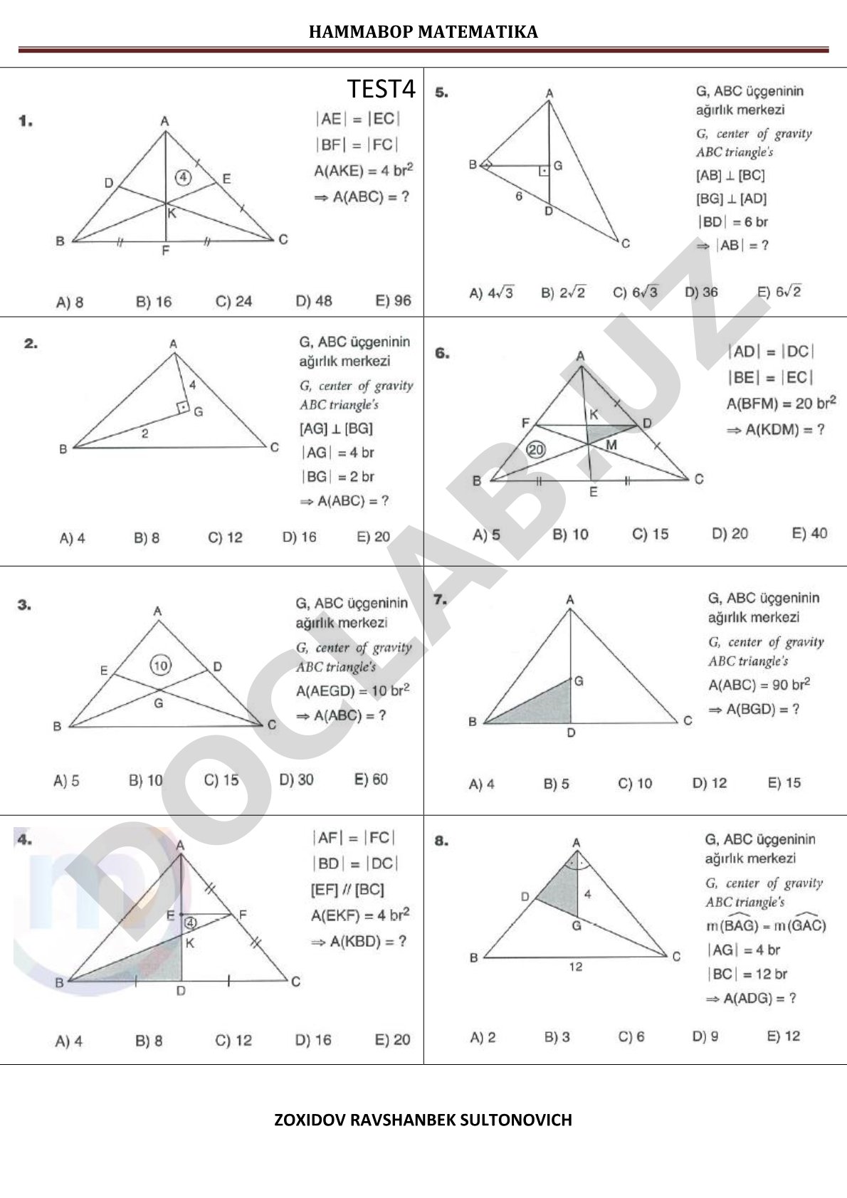 Hammabop matematika testi
