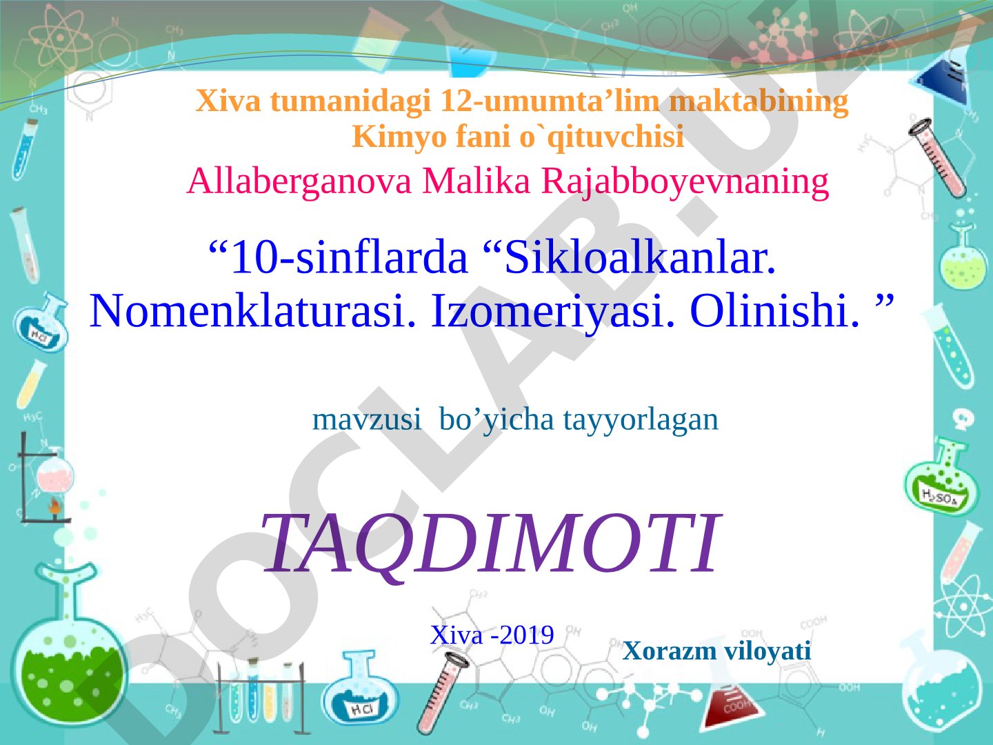 Sikloalkanlar. Nomenklaturasi. Izomeriyasi. Olinishi.