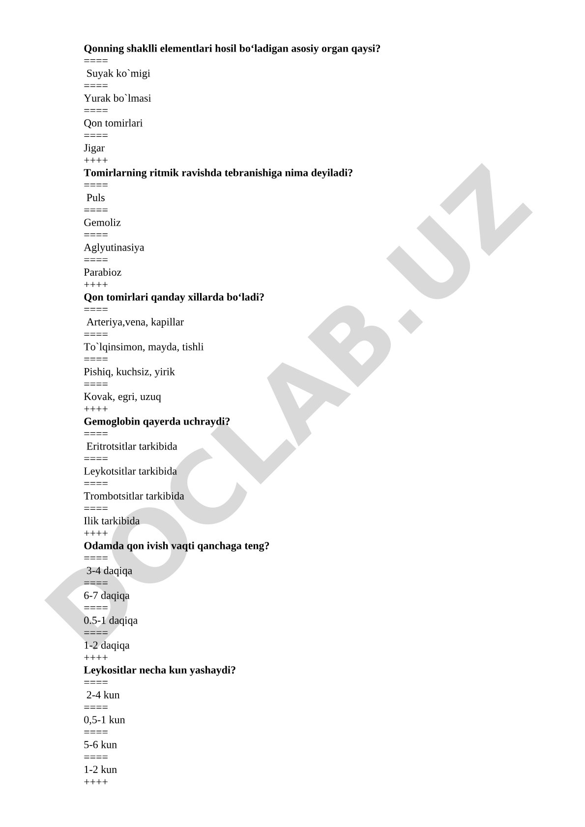 Qon va qon aylanish sistemasi