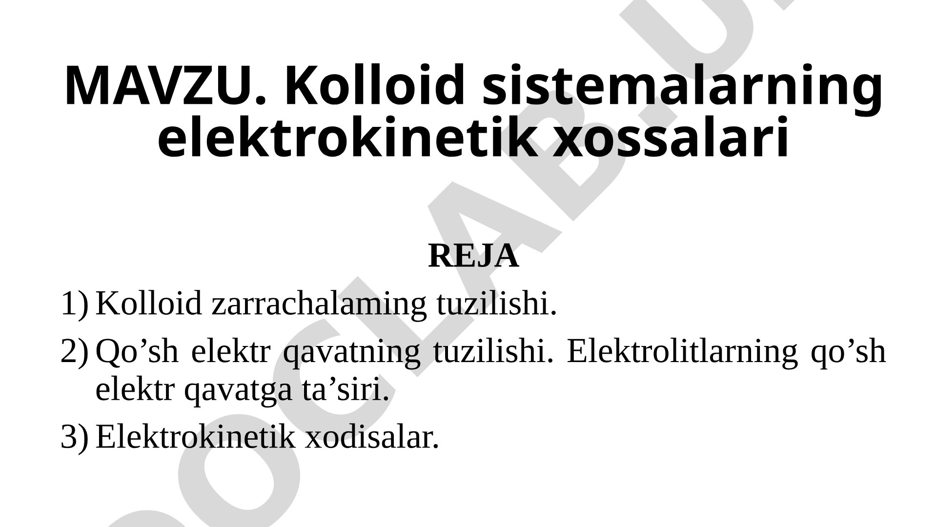 Kolloid sistemalarning elektrokinetik xossalari