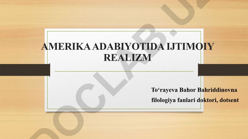 Amerika adabiyotida ijtimoiy realizm va yo'qotilgan avlod adabiyoti