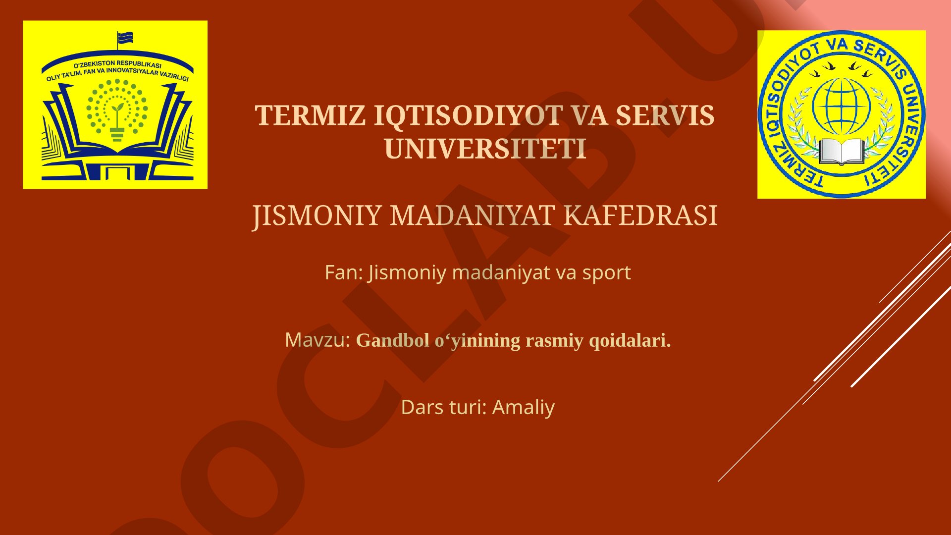 Gandbol o'yinining rasmiy qoidalari