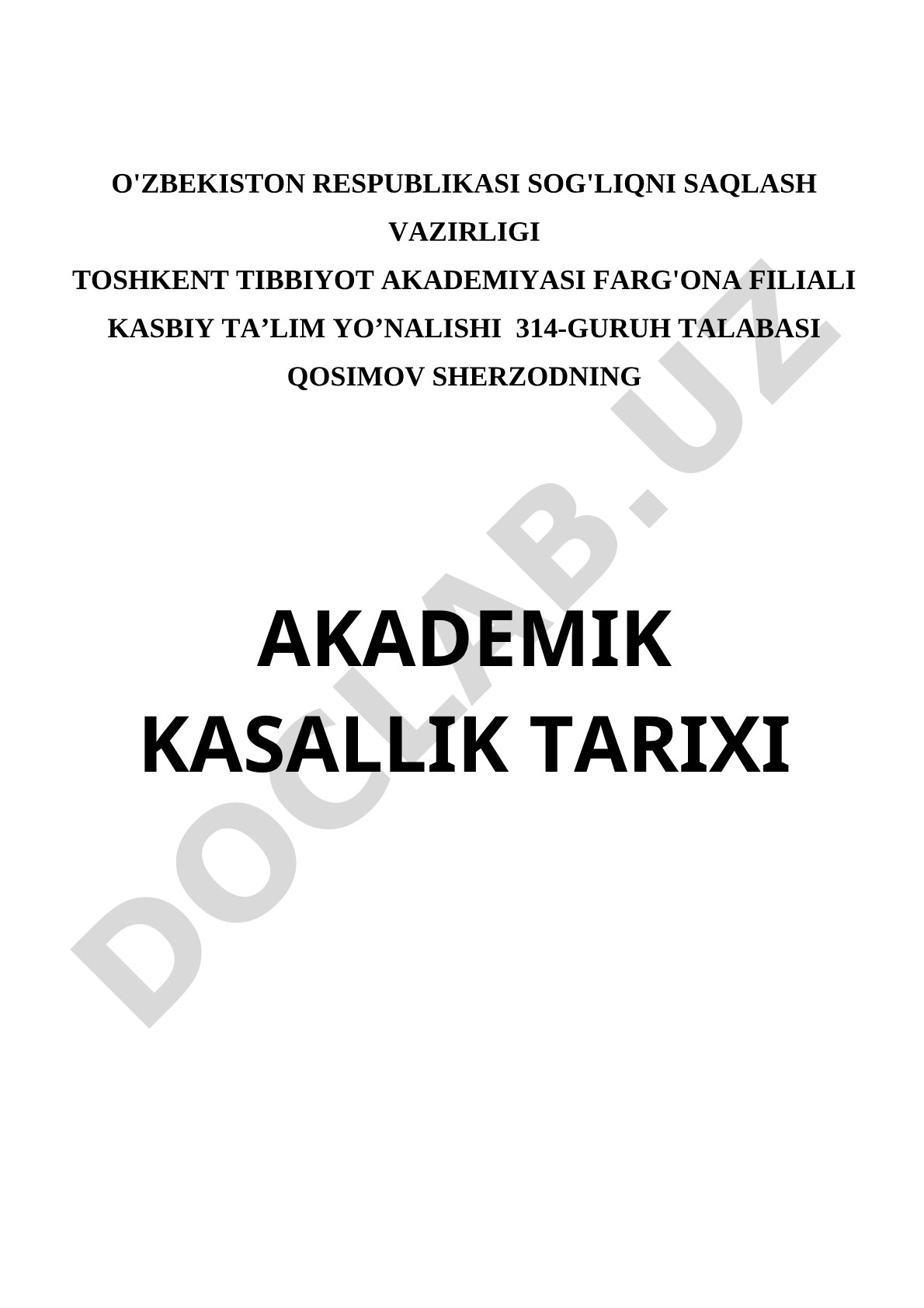 Akademik kasallik tarixi