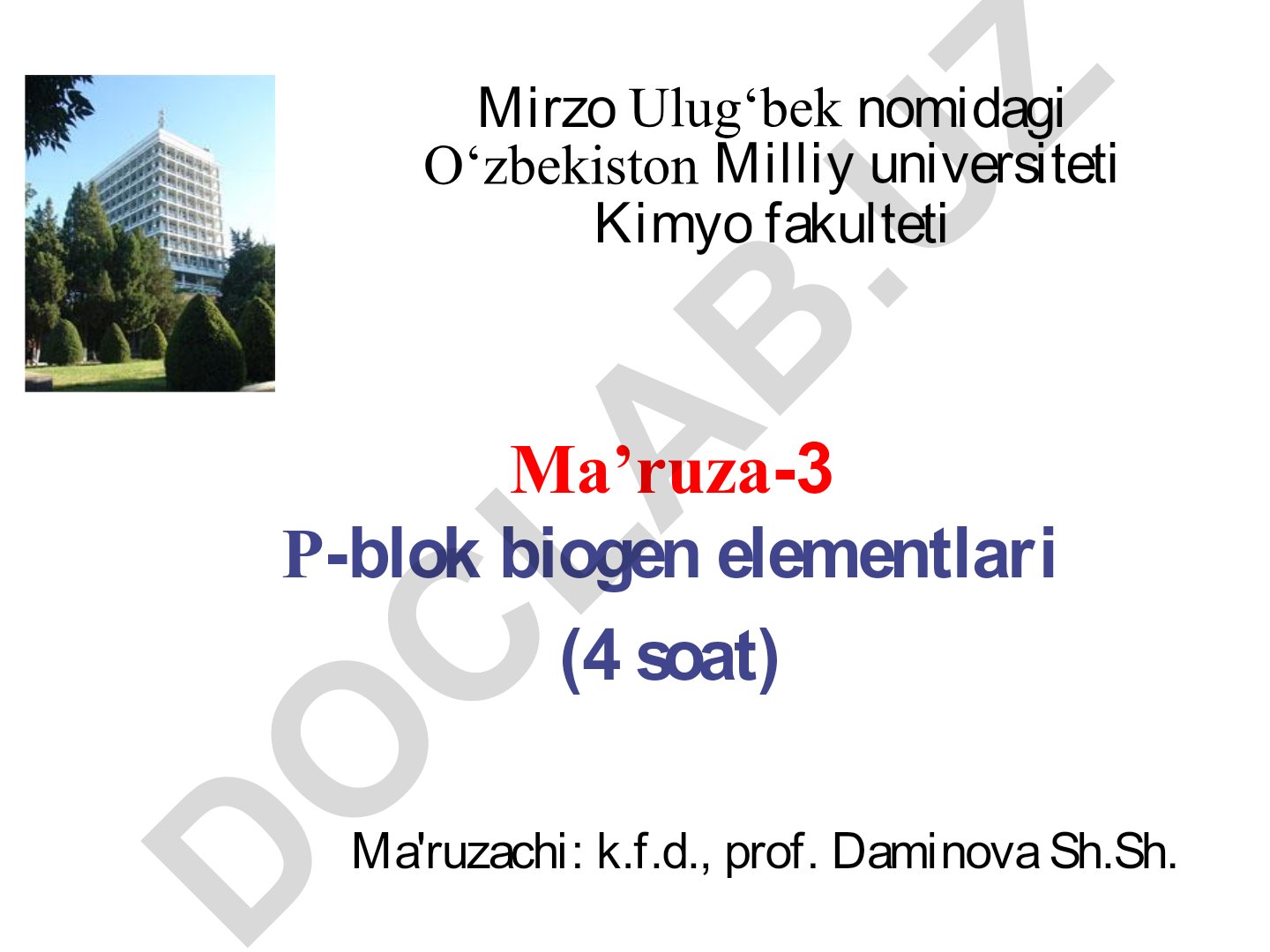 р-blok biogen elementlari: umumiy xususiyatlari va guruhlar bo'yicha tahlil
