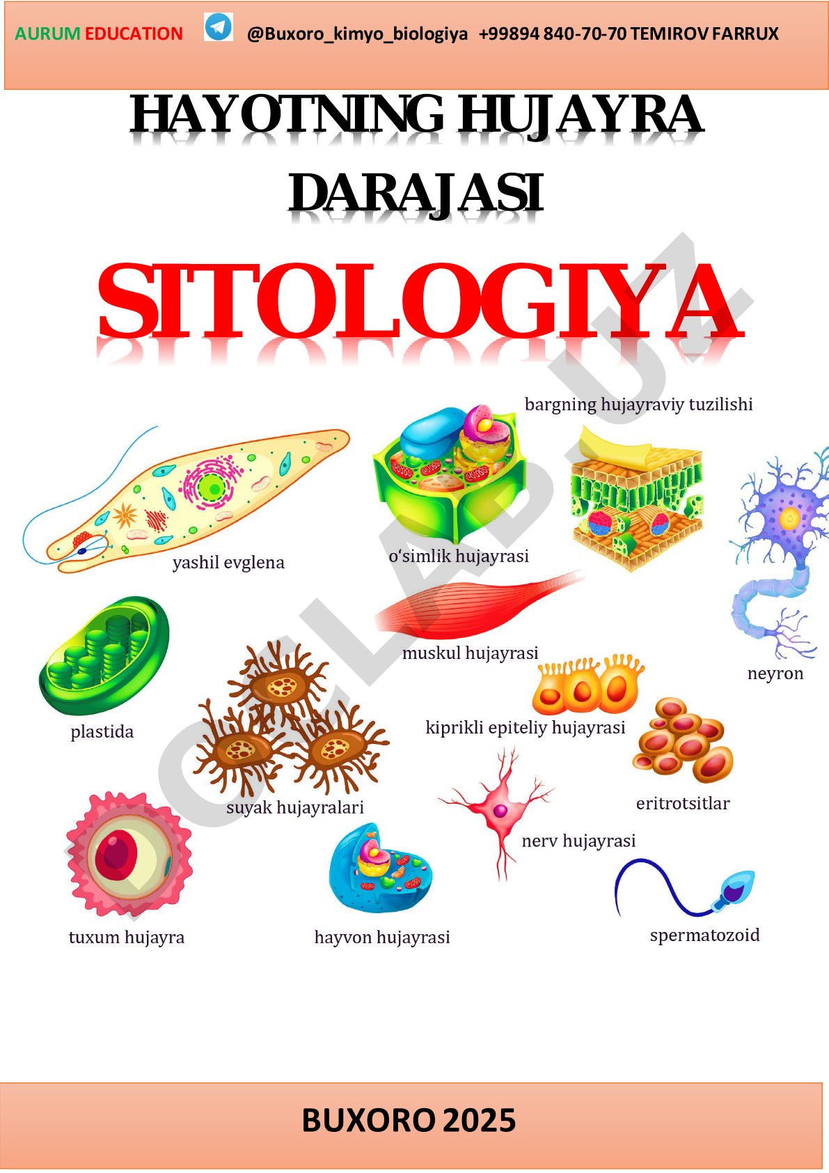Hayotning hujayra darajasi sitologiya