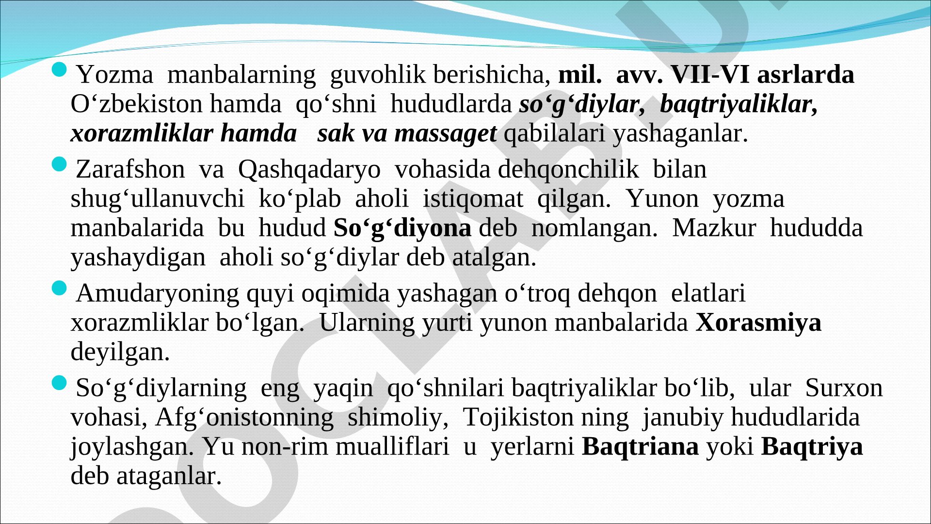O‘zbekiston hududida qadimgi davrda yashagan qabilalar