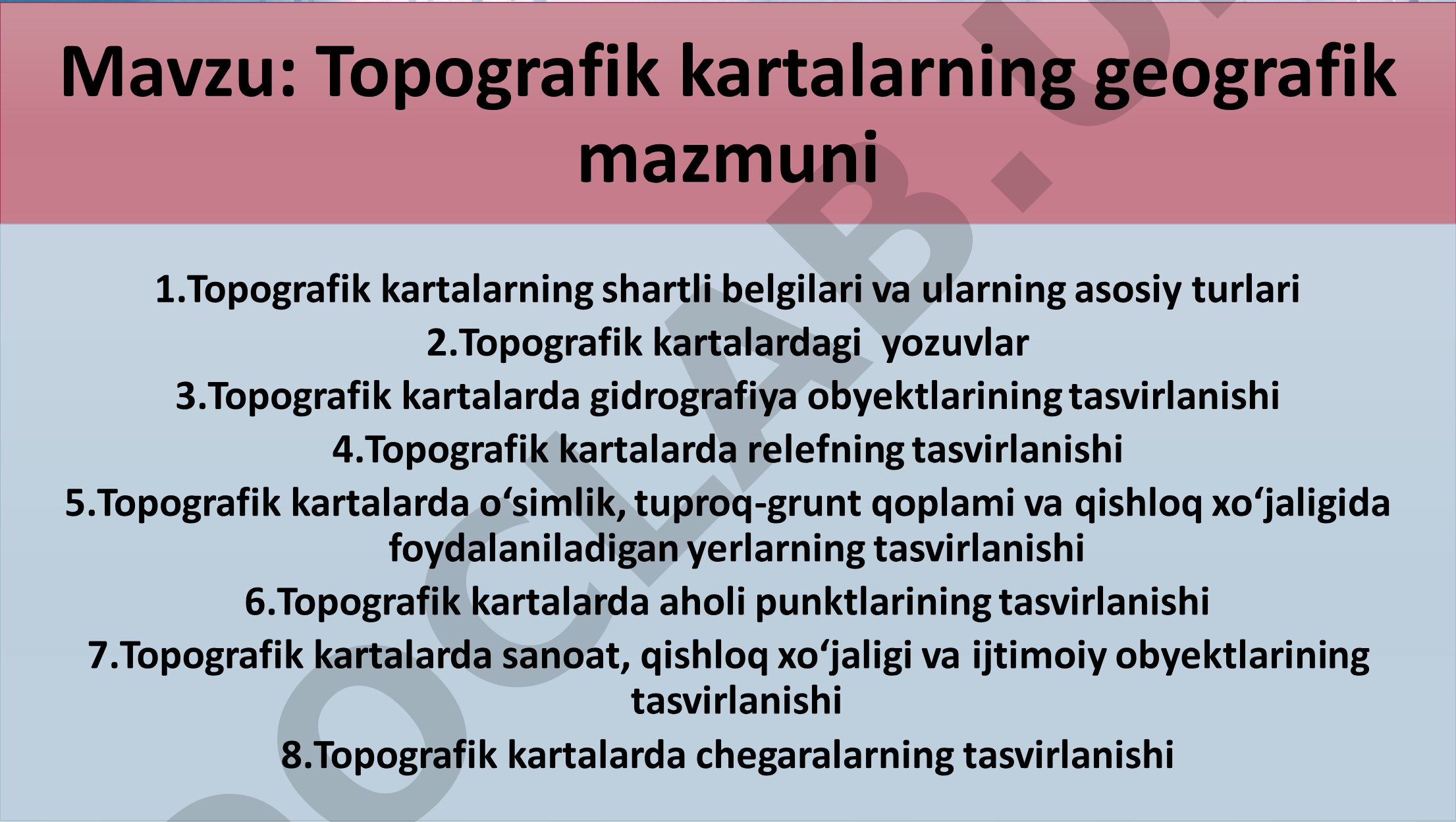 Topografik kartalarning geografik mazmuni