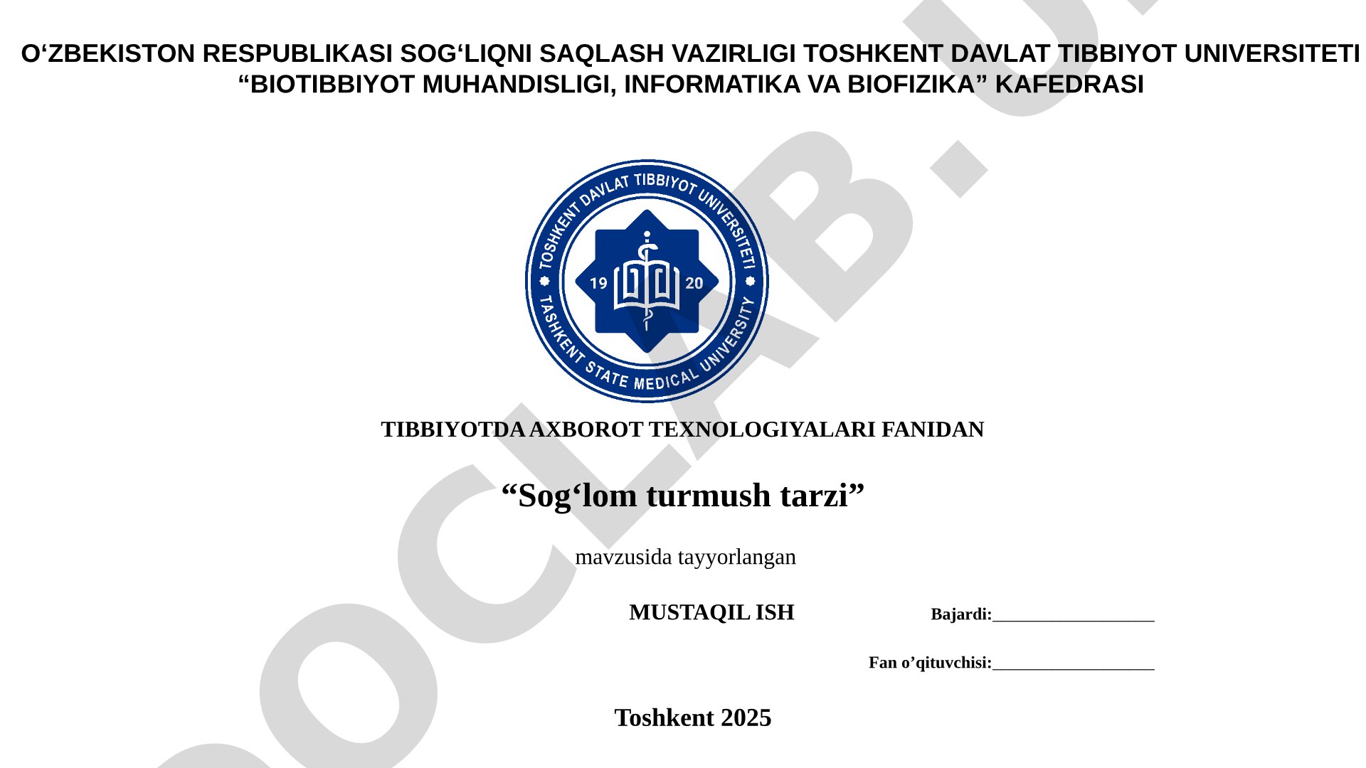 Sog‘lom turmush tarzi