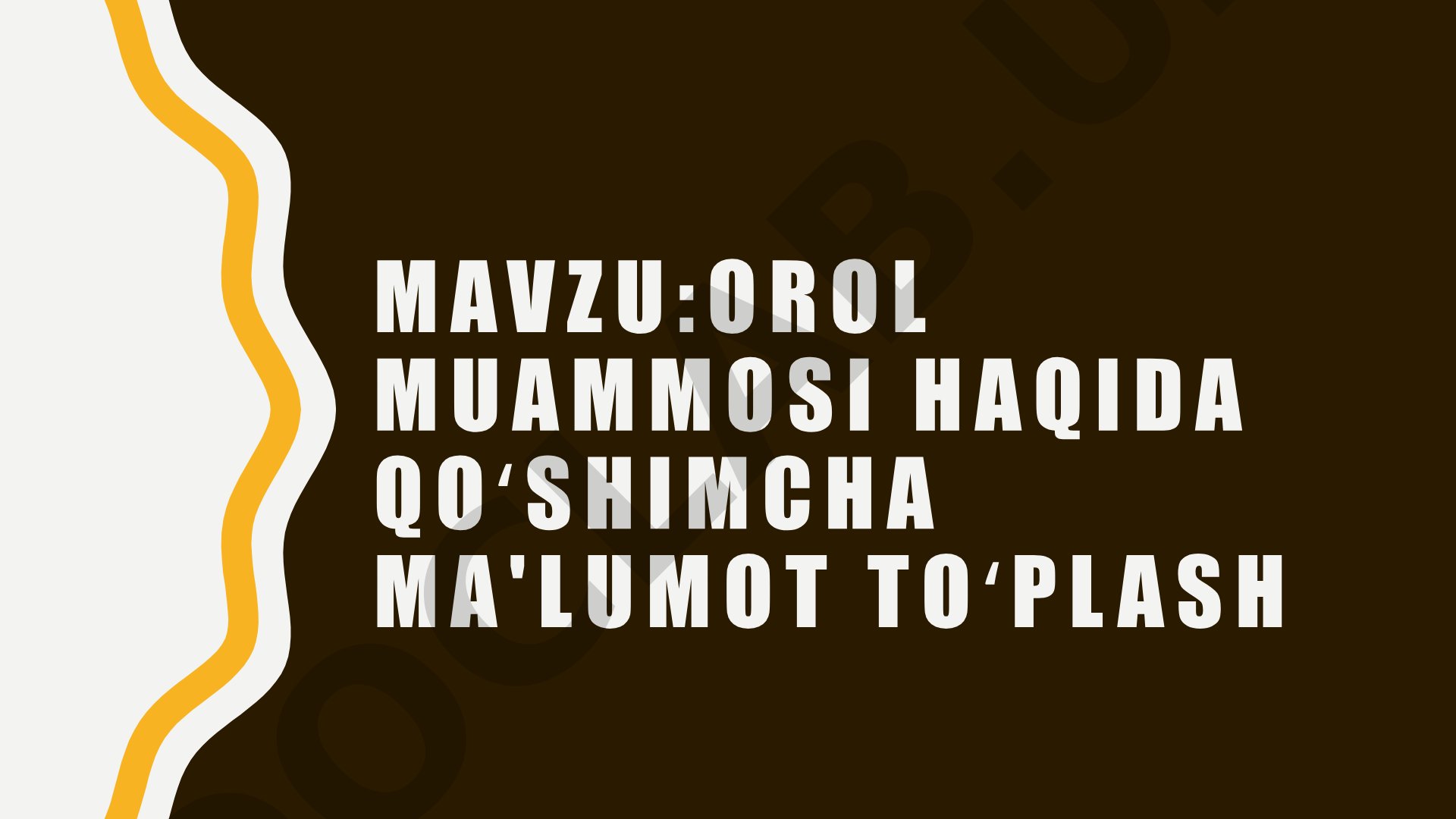 Orol muammosi haqida qoʻshimcha maʼlumot toʻplash