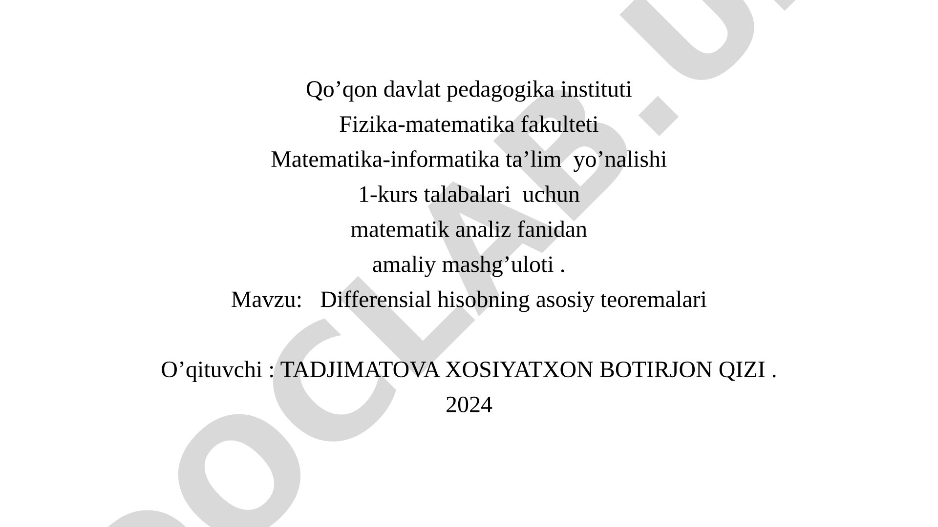 Differensial hisobning asosiy teoremalari