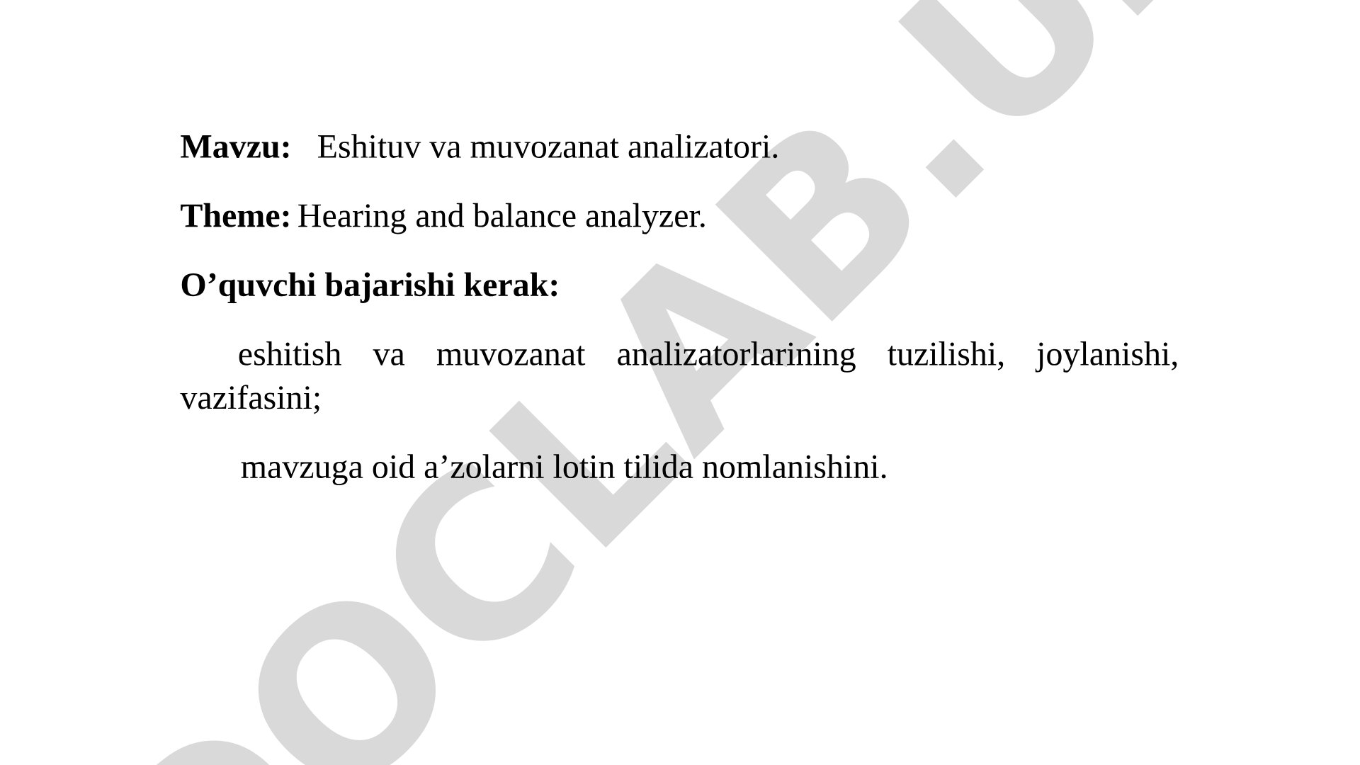 Eshituv va muvozanat analizatori