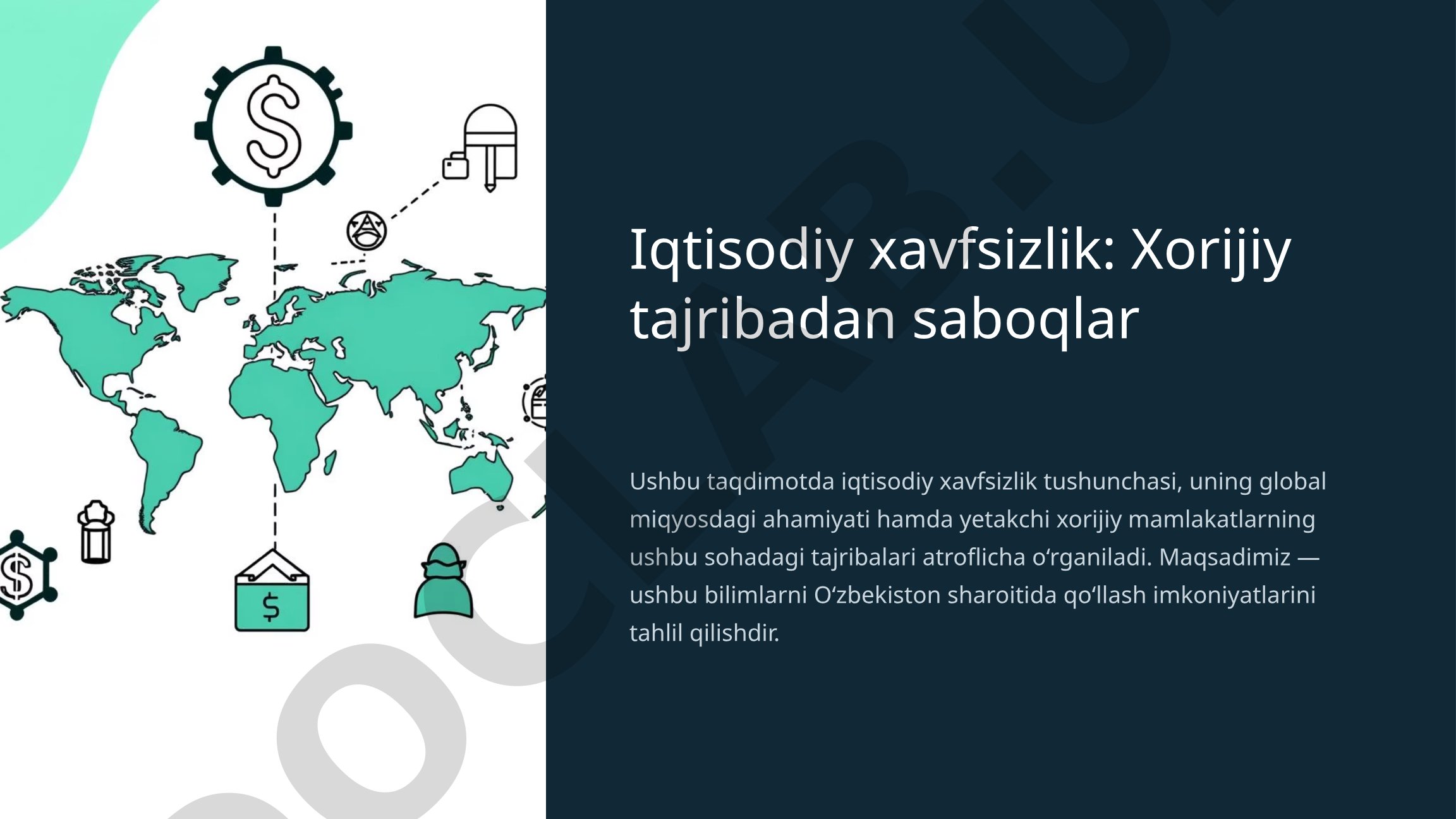 Iqtisodiy xavfsizlik: Xorijiy tajribadan saboqlar