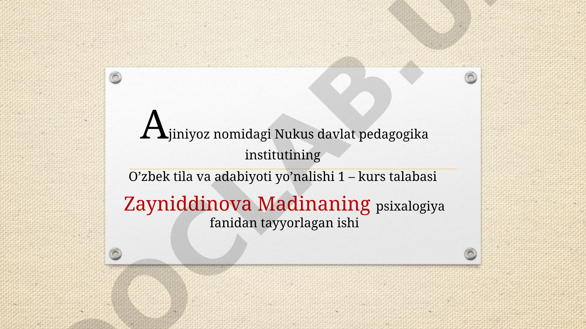Psixologiya fanidan test savollari