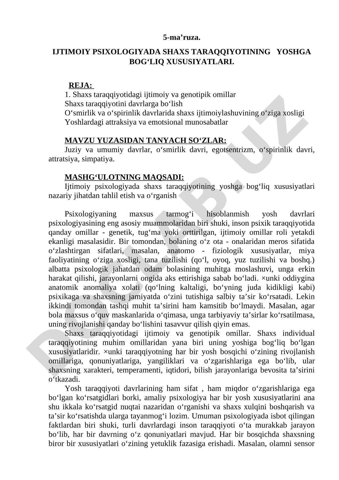 Ijtimoiy psixologiyada shaxs taraqqiyotining yoshga bog‘liq xususiyatlari