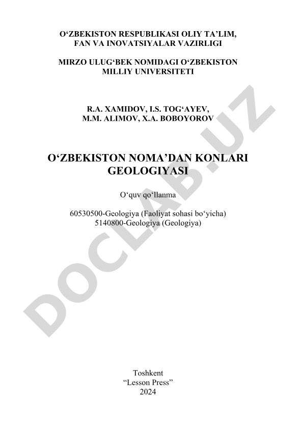 O‘zbekiston noma’dan konlari geologiyasi