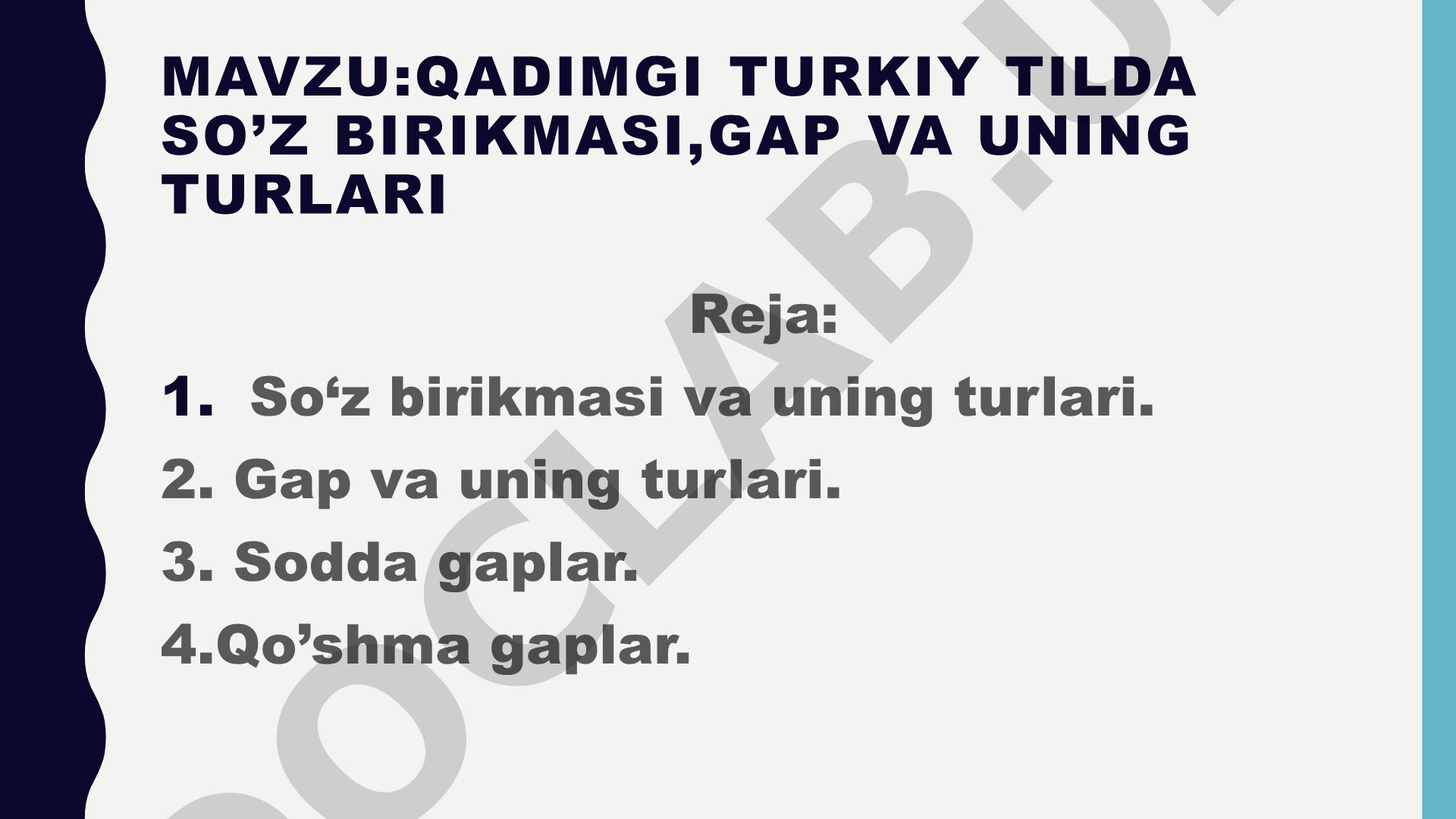 QADIMGI TURKIY TILDA SO'Z BIRIKMASI, GAP VA UNING TURLARI