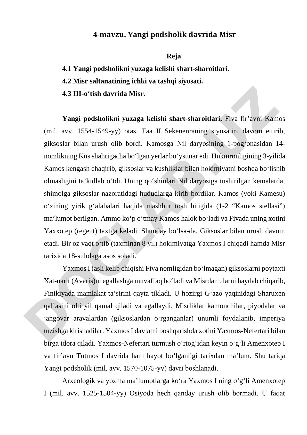 Yangi podsholik davrida Misr
