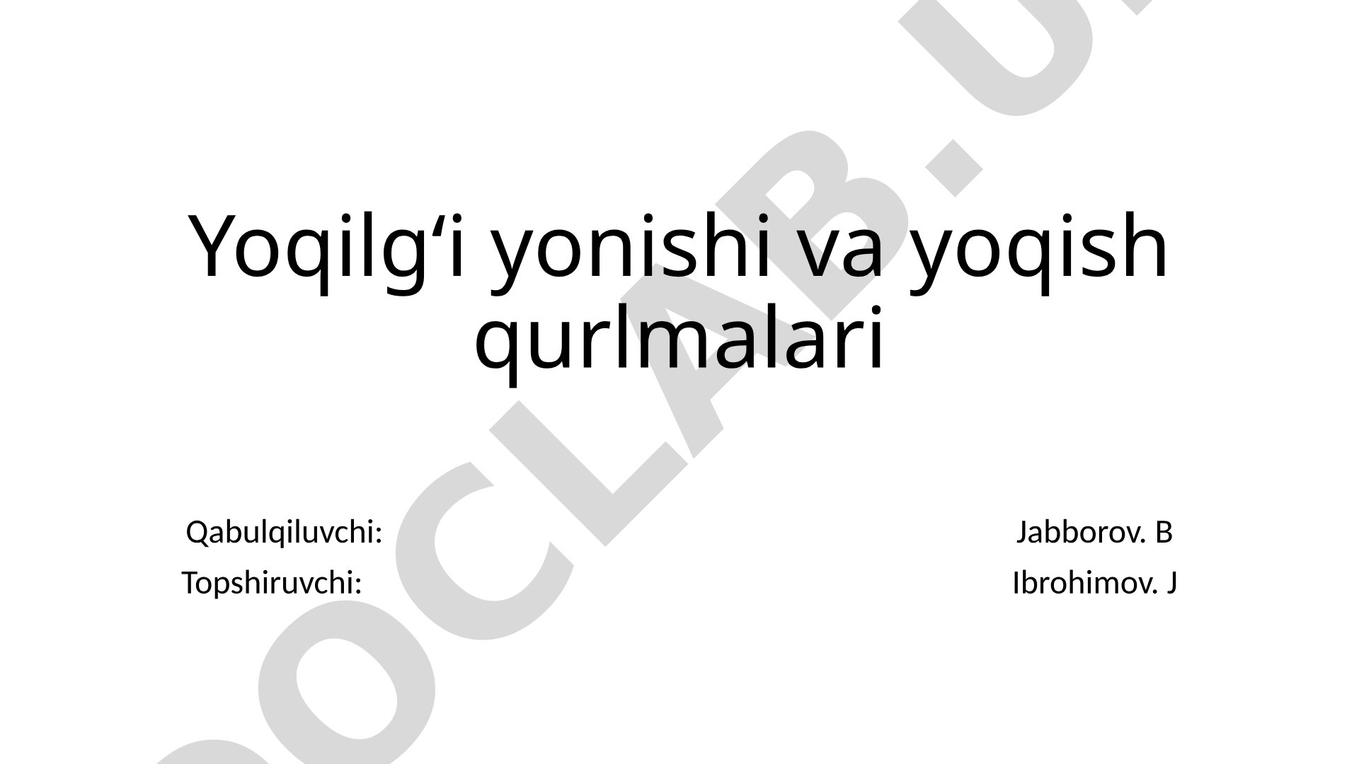 Gazsimon yoqilg‘ining yonishini fizik-kimyoviy asoslari