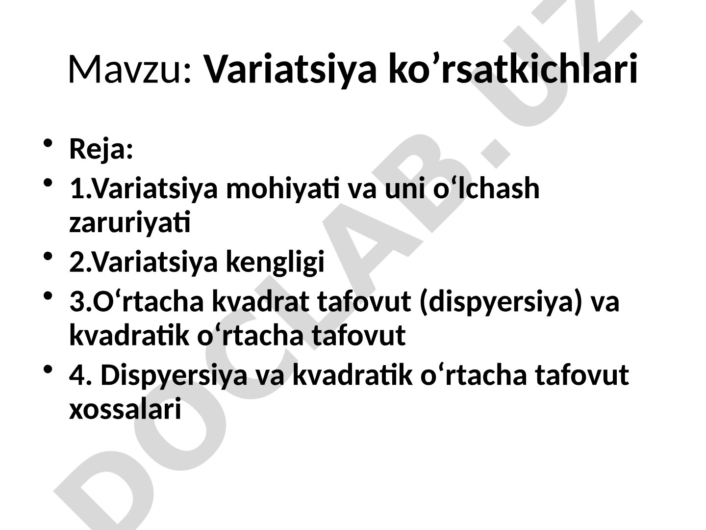 Variatsiya ko’rsatkichlari