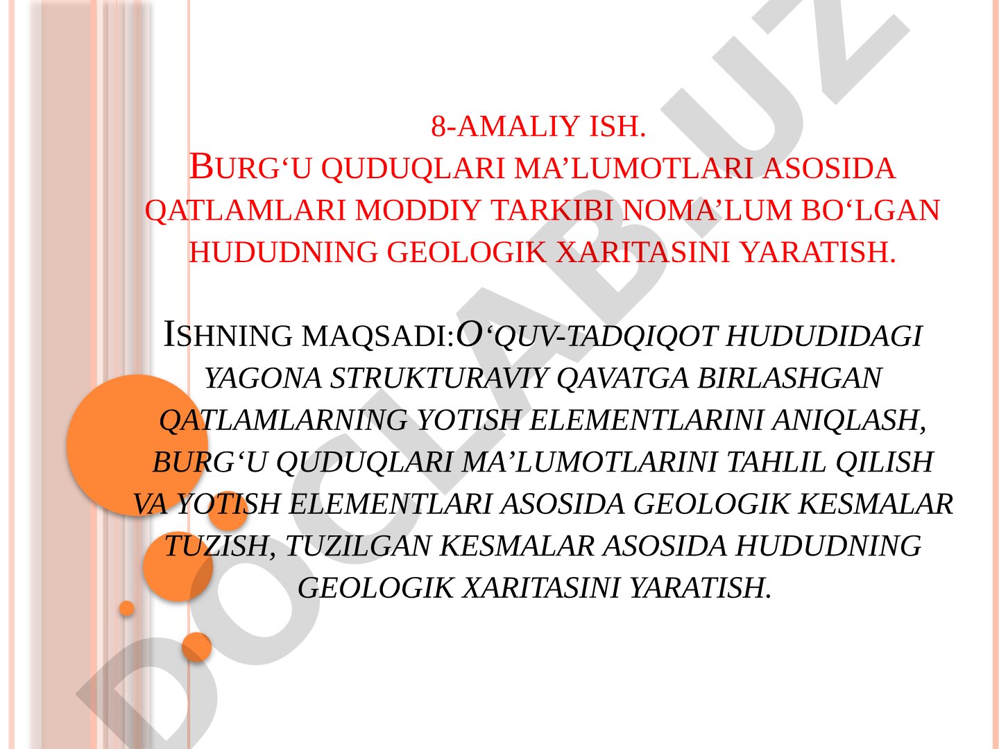 Burgʻu quduqlari ma’lumotlari asosida geologik xarita yaratish