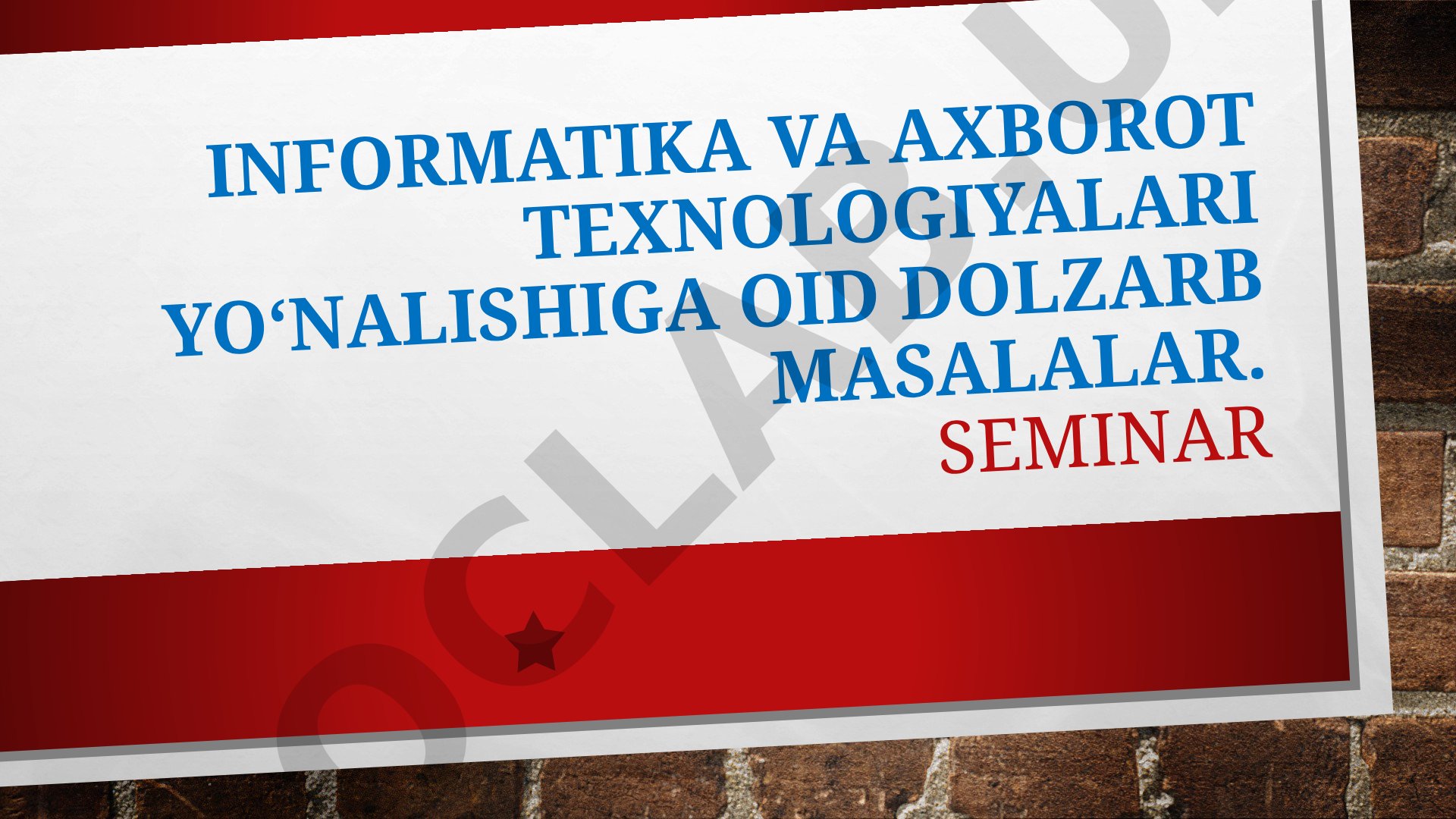 Informatika va axborot texnologiyalari yo‘nalishiga oid dolzarb masalalar
