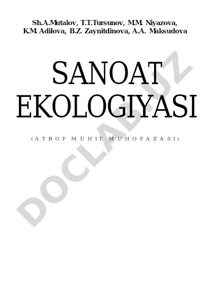 Sanoat ekologiyasi (Atrof-muhit muhofazasi)