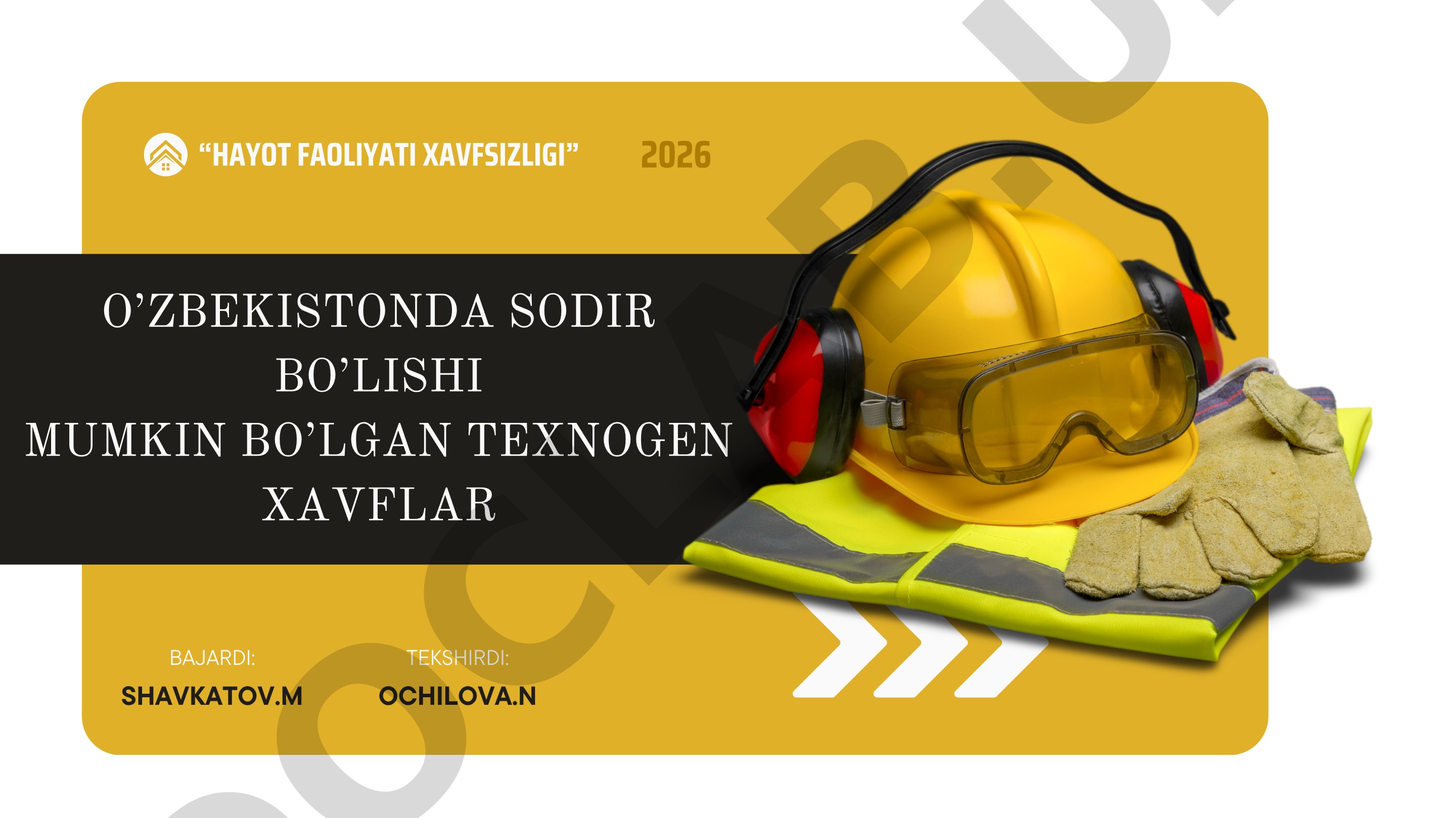 O'zbekistonda sodir bo'lishi mumkin bo'lgan texnogen xavflar