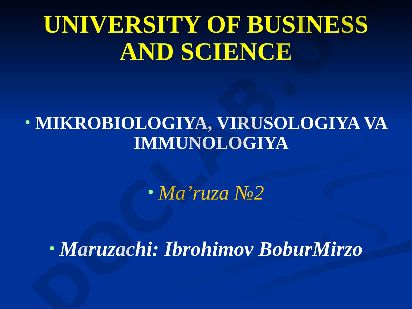 Umumiy virusologiya. Bakteriofaglar. Mikroorganizmlar ekologiyasi