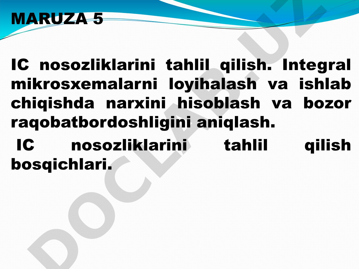 IC nosozliklarini tahlil qilish