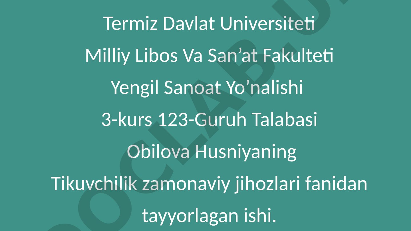 Tikuv mashinalarini ishlatish va ta'mirlashda texnika xavfsizligi