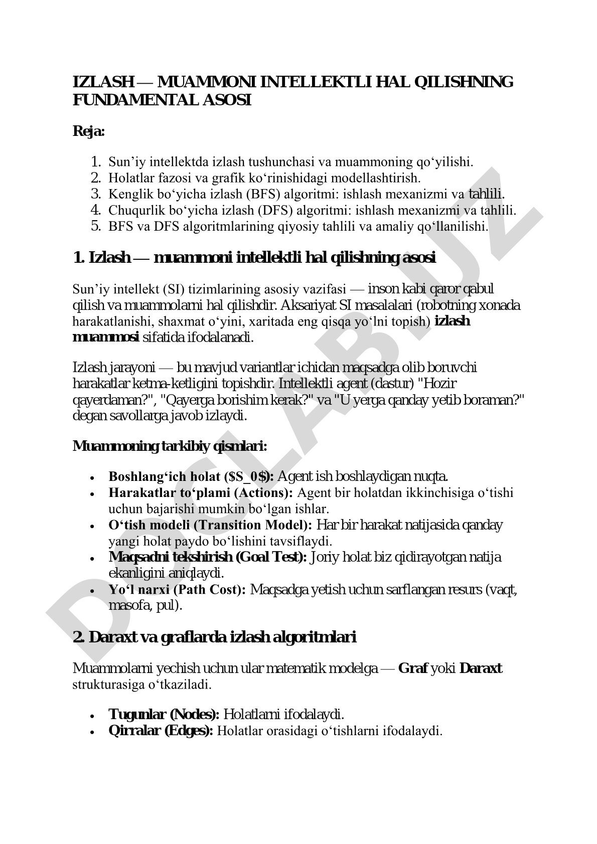IZLASH — MUAMMONI INTELLEKTLI HAL QILISHNING FUNDAMENTAL ASOSI